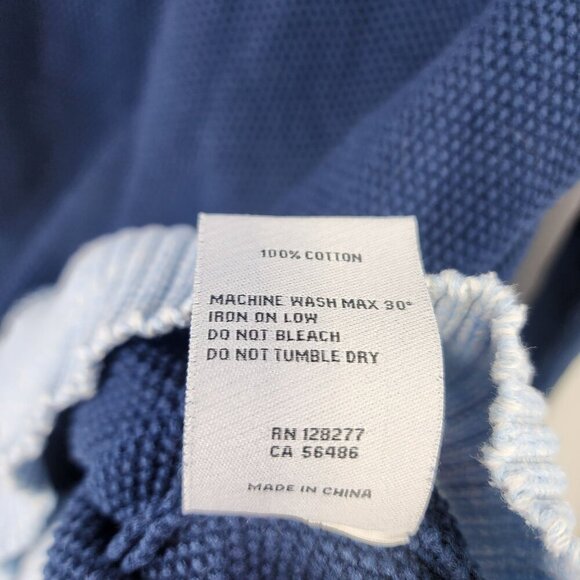 Moods Of Norway Mens V-Neck Blue Striped Sweater Size L 100% Cotton - Picture 5 of 6